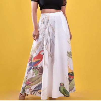 Parrot Print Long Skirt